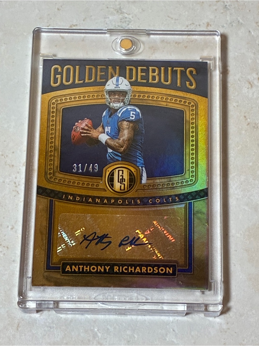 Anthony Richardson Golden Debuts Autograph Rookie Football Card